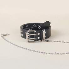 1pc Unisex Punk Style Waist Chain Belt, PU Leather Waist Chain Decor, Suitable For Party, School, Autumn, Christmas Wear - Belt - View 7