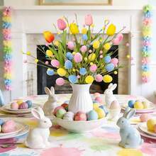 Eunhdet 12Pcs Easter Drations For Home With Eggs &Amp; Tulips, Easter Flowers Picks Centerpieces For Tables Dr Vase Filler, Artificial Flowers Spring Flowers Drations Indoor Outdoor - 1 YEAR - 查看 3