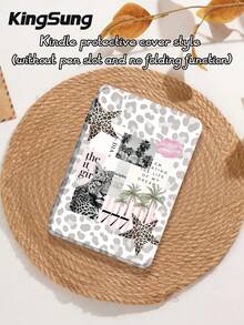 Kingsung Leopard Print & Palm Tree Collage Pattern Tablet Protective Case, Suitable For IPad 9.7/10.2/10.5/10.9/12.9 Inch/Pro 11 Inch, 10th Gen, Galaxy Tab S6 Lite 10.4 Inch, Kindle Paperwhite 12th Gen 2024, Kindle 11th Gen 2022, Kobo Clara Colour, Soft Shock-Proof, Smart Stand/Auto Wake/Sleep - Multicolor - View 10