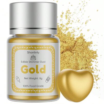 5g Metallic Gold Powder Decorative Glitter, Suitable For Cake Decoration, Chocolate, Syrup, Beverages, Painting And More