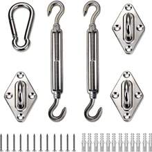 1 Set Sun Shade Sail Hardware Kit 304 Stainless Steel Heavy Duty Installation Accessories For Rectangle & Triangle Sunshade Canopy, Garden Patio Outdoor Shade Sail Fixing Fittings - Silver - View 11