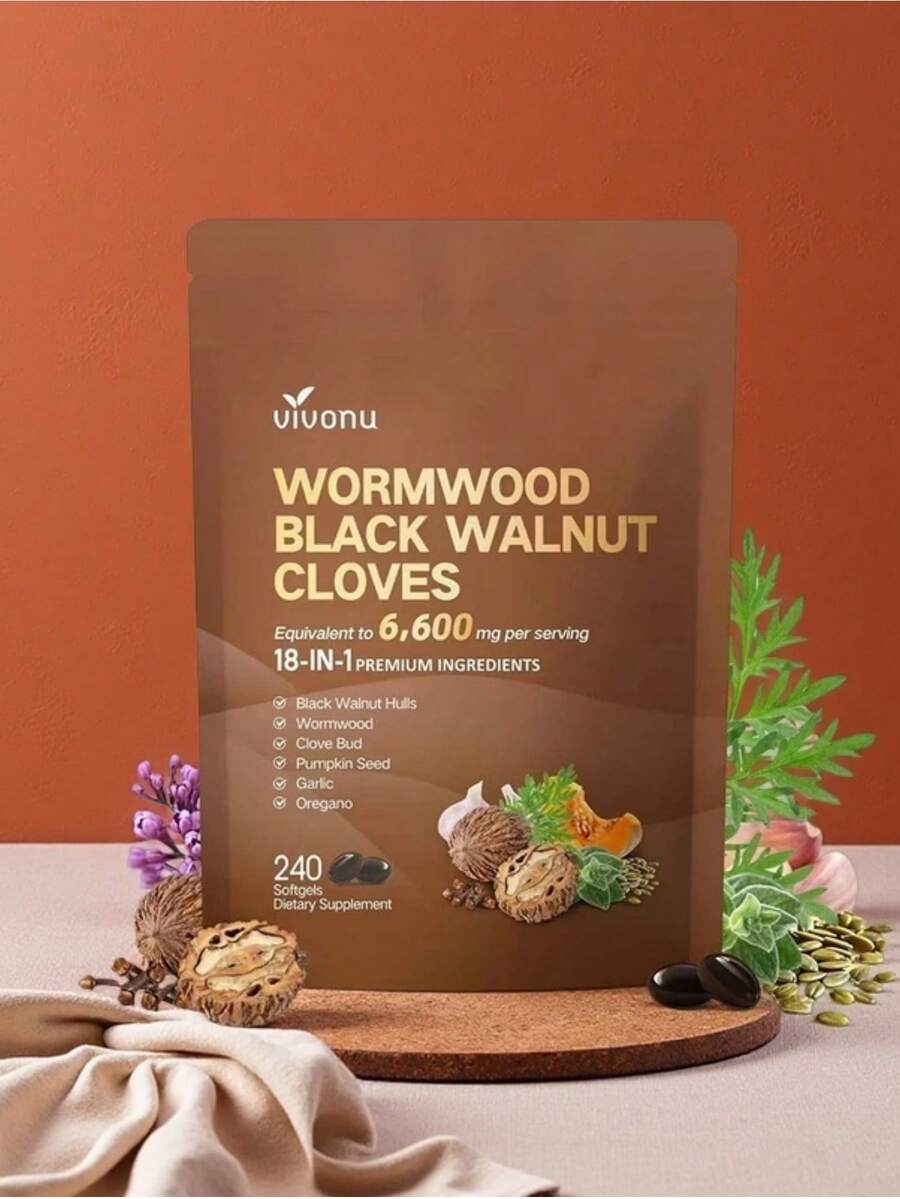 18 In 1 Wormwood Black Walnut Clove Herbal Supplement/Digestive Support/Enhance Body Energy Levels/240 Capsules - - - 查看 1
