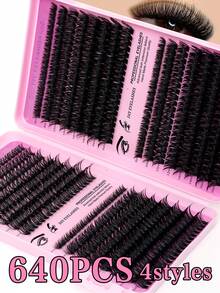 640/621片睫毛嫁接套装，D卷度10D+20D+30D+40D/50D+60D+80D+100D/80D+100D+120D+150D睫毛嫁接DIY仿貂毛睫毛 - 高级D卷度自然卷度单根睫毛嫁接套装DIY睫毛嫁接 - 可重复使用，易于使用，睫毛簇，单根睫毛，假睫毛 - D - 查看 6