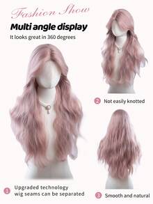 Tóc giả tổng hợp dài 30 inch với kiểu tóc gợn sóng tự nhiên màu hồng tuyệt đẹp. Được làm từ sợi chịu nhiệt để đảm bảo độ bền. Bộ tóc giả này hoàn hảo để sử dụng hàng ngày, mang lại vẻ ngoài tự nhiên và chân thực, giống như tóc thật. - Hồng - Xem 4