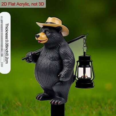 Acrylic Flower Pot Ground Stake, Bear Lantern Decor Flower Pot, Suitable For Outdoor Yard And Flower Pot, Beautifying Garden Decoration