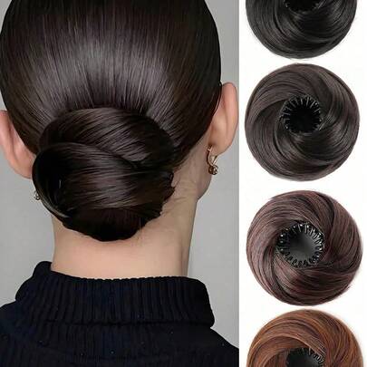Elegant Lady Chignon, Hair Extensions - Stretchable Synthetic Hair, Women's Luxury Messy Bun Hair Extensions, Messy Bun Extensions, Curly Messy Bun Synthetic Hair Chignon, Elegant Lady Hairstyle, Black Messy Bun Hair Piece, Wavy Curly Hair Scrunchie, Synthetic Hair Ponytail Extensions, Thick Updo Fake Hair