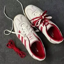 Adidas Clover Women's GAZELLE INDOOR Sporty T-Toe Shoes Casual Sneakers - Beige/red - View 1