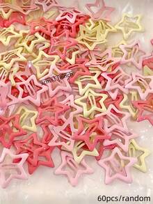 60个/套 Y2K 红色、粉色、黄色星星发夹，彩色星星设计，多种颜色可选，为发型增添可爱活力——适合女孩和女士，日常、周末、生日派对等场合均可佩戴，轻松提升您的造型，打造甜美可爱的形象。发夹、发卡、女士发饰、头饰、发卡 - 彩色 - 查看 26