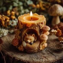 Squirrel Home With Pinecone & Mushroom Candle Making Mold - Nature-Inspired Silicone Mold For Christmas & Home Decor, Easy Release & Reusable For DIY Epoxy Resin, Clay & Plaster Crafts - Silicone Mold - View 1