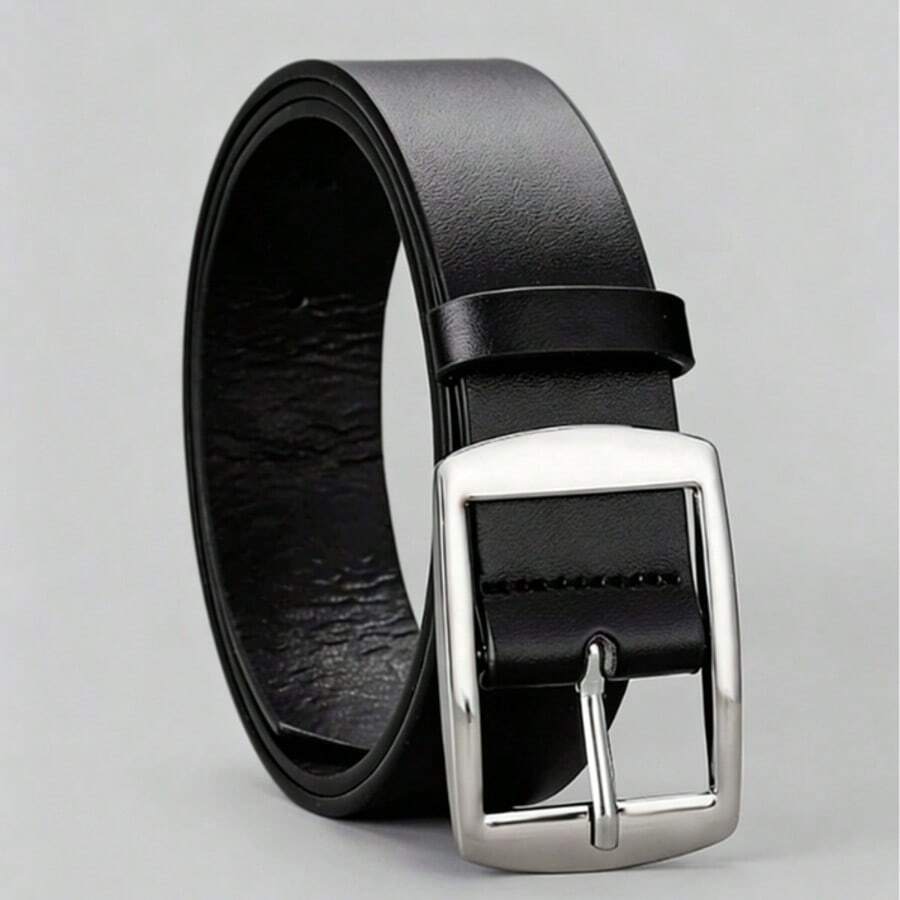 1pc White K-Style Buckle Versatile Men's Belt - Black - View 1