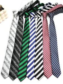 1pc Skinny Necktie, Suitable For Casual, Street, School, Daily Wear, Party, Gift - Multicolor - View 1