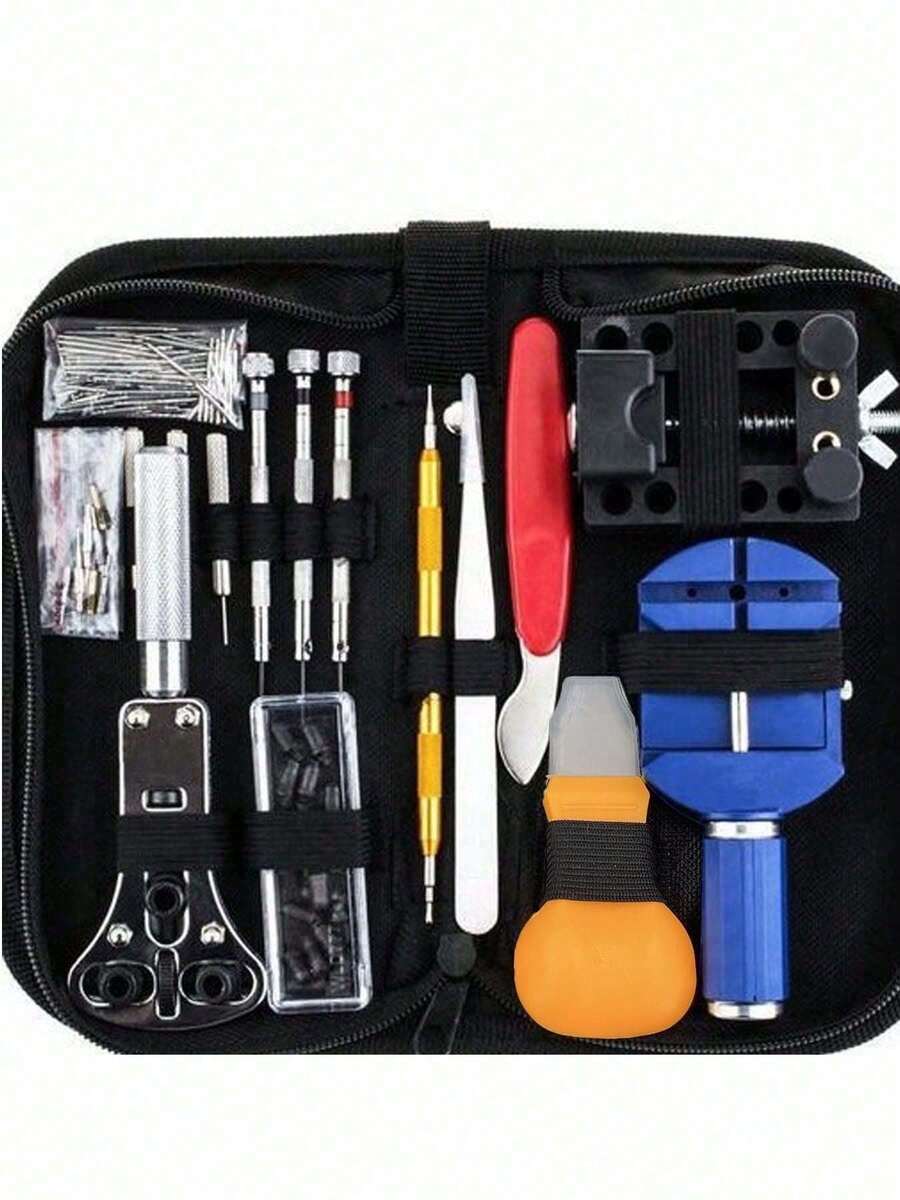 Bộ dụng cụ sửa chữa đồng hồ 208 chi tiết, dụng cụ sửa chữa đồng hồ chuyên nghiệp, bộ dụng cụ thay pin đồng hồ, bộ dụng cụ tháo chốt lò xo chuyên nghiệp, bộ dụng cụ tháo mắt xích dây đeo, kèm hộp đựng. - đen - Xem 1