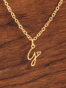 1件装26字母设计心形吊坠项链，母亲节礼物，送朋友的礼物 - 款式1 - 查看 20