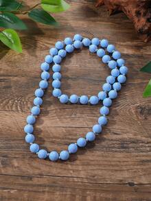 1pc Bohemian Style Round Geometric Plastic Acrylic Beaded Rope Knotted Long Necklace, Versatile Double-Layer Necklace, Ideal Gift - Handmade Beaded Long Necklace - View 22