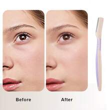 2-Tone Handle Eyebrow Trimmer, Straight Handle Protective Net For Beginners, 1/3/10pcs Set - Lilac Purple - View 3