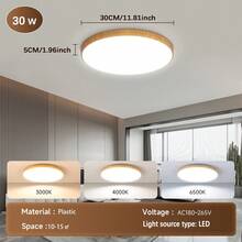220V LED Ceiling Light, Available In Pure White/Wood Grain/Black/Gold, Home Decor Lighting Fixture, Suitable For Bedroom/Living Room/Study/Closet/Kitchen/Hallway/Studio/Office/Shop, Choose Appropriate Size Based On Usage Needs - LED Three-proof Ceiling Light - View 32