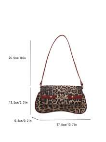 This New Shoulder Bag Features A Simple And Fashionable Design, Decorated With A Leopard Print Pattern And A Striking Color Contrast. It Has A Foldable Design, Allowing It To Be Used As Both A Clutch And A Shoulder Bag. It Is Perfect For Daily Outings, Shopping, Office, Parties, Vacations, And Short Trips. The Color Is Burgundy, Making It Very Versatile. - Red - View 6