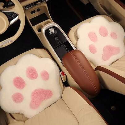 1/2 miếng đệm ghế ô tô hình chân mèo, bọc ghế ô tô hoạt hình, đệm ghế ô tô mềm mại ấm áp chống trượt phù hợp với mọi loại xe, đệm ghế, thiết kế hình chân mèo mềm mại thoải mái, gối tựa đầu hình chân mèo sang trọng, đệm hỗ trợ lưng, phụ kiện nội thất ghế ô tô trang trí xe hơi