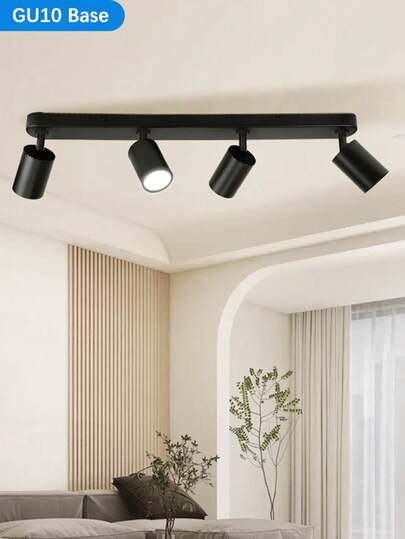 四头线性嵌入式吸顶灯，室内装饰吊灯，铝制材质，GU10灯座，复古风格，安装简便，适用于展厅/阅览室/餐厅/酒吧/卧室/咖啡厅/客厅，多种颜色可选