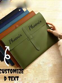 8pcs/1pc Customizable Leather Snap Closure Minimalist A4 Document Folder, Business File Bag, Large Capacity Anti-Drop Office Storage Bag, Back To School - Multicolor - View 2