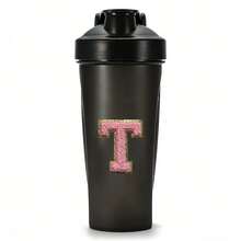 600毫升/20盎司摇摇杯蛋白粉冲调杯，字母A到Z图案水瓶，塑料搅拌杯，健身运动水杯，大容量塑料杯 - 粉紅色 - 查看 25