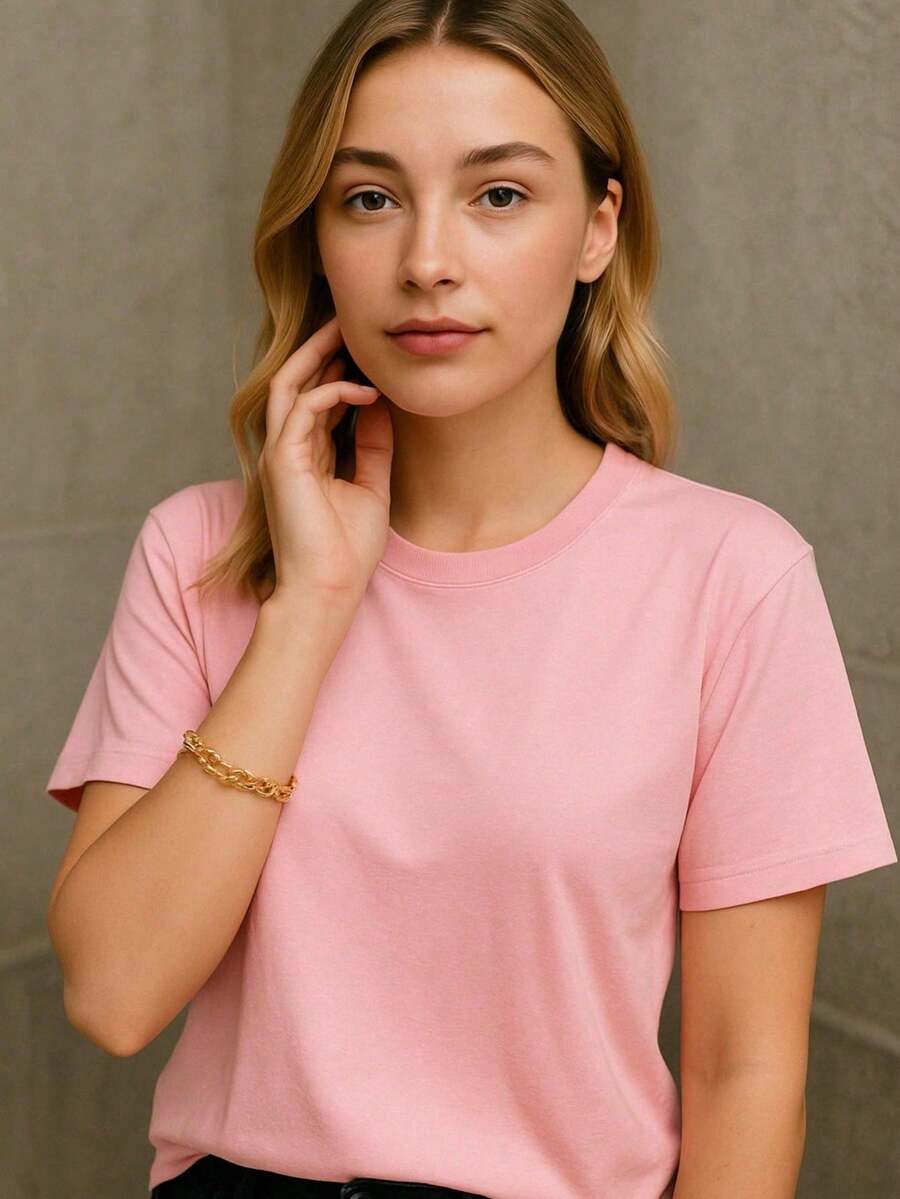 T-Shirt Feminina Cores Vivas Camiseta Básica 100% Algodão Larga e Soltinha no Corpo