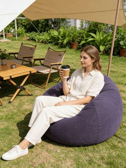 1 pieza Silla Slouchy inflable, sofá Slouchy portátil y plegable para una sola persona con felpa suave, sin necesidad de montaje, adecuado para interiores/exteriores, camping y ocio en el hogar, mueble inflable, relajación en interiores, decoración moderna, plástico duradero, sofá inflable para camping, silla inflable, cama inflable