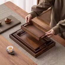 1pc Bamboo Serving Tray With Handle, Suitable For Breakfast, Dinner, Living Room Dining - Back To School Season - Multicolor - View 2