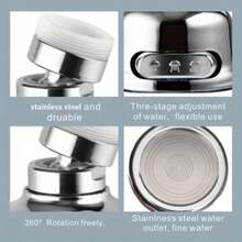 1pc 3-Mode Kitchen Faucet Splash Guard, Sink Faucet Splash Extender, 360° Swivel Faucet Sprayer, Splash-Proof Faucet Head - Silver - View 4
