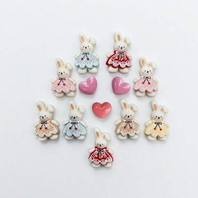 8pcs New Rabbit Princess Dress Rhinestone Fridge Magnets, Heart-Shaped 3D Fridge Stickers, Creative Photo Wall Decals, Cute Decorative Magnets, Personalized Decor For Refrigerator, Office Whiteboard, Storage Cabinet, Dishwasher, Kitchen, Home, Valentine's Day Gift