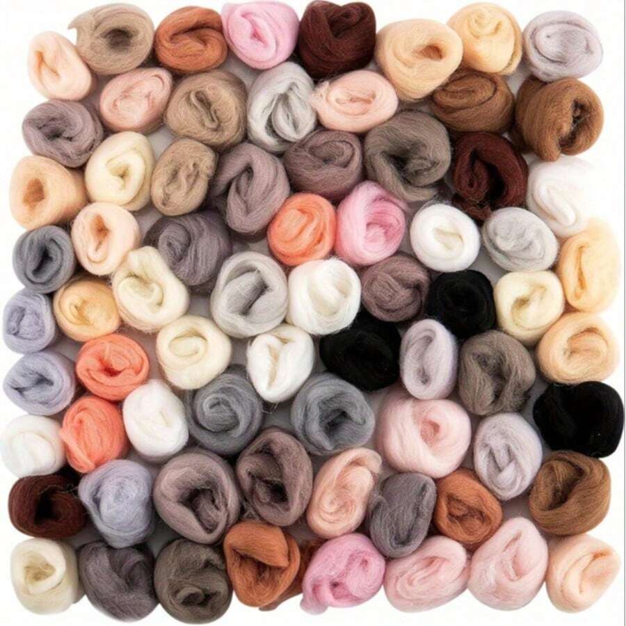 72 pcs Wol Felt, 24 Warna Wol Alami, Serat Wol untuk Kerajinan DIY, Untuk Felt Jarum, Felt Basah, dan Seni Serat Lainnya, 3g/Paket - 24 warna / 72 buah - View 1