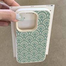 Flower 1pc TPU Material Teal Green Floral Pattern Full Screen Phone Case Compatible With Iphone 17 Pro Max/17/16 Pro Max/15/13/12/11, S20 FE/A15/S24/A55, Note 11/12/13 Pro, Shock-Proof Soft Protective Cover,International Version, Not The Domestic Version - White - View 3