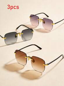 3副欧美风大框方形时尚眼镜，斜边设计，适合街头风、时装秀、校园旅行等场合。 - 彩色 - 查看 2