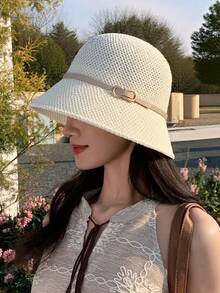 1顶夏季度假宽檐针织镂空遮阳帽，多功能渔夫帽，适合日常使用 - 多色 - 查看 10