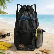 Summer Beach Mesh Backpack/Mesh Drawstring Backpack Beach Bag/Breathable Mesh High-End Beach Backpack - Large Capacity Swimming Bag, Lightweight Gym Bag, Large Capacity Drawstring Gym Bag, With Wet Pocket, Suitable For Beach, Pool, Sports, Applicable For Swimming, Sports And Outdoor Travel - Multicolor - View 4