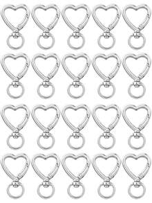 10/20/30个装心形钥匙扣旋转钩，可爱锌合金弹簧扣钥匙圈，手提包夹，适用于DIY手工制作 - 愛心扣 - 查看 15