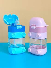 1个Tritan材质训练杯，学生饮水杯，可爱吸管水瓶，刻度水瓶，幼儿园吸盘球水瓶，防呛吸管杯，容量240毫升/340毫升 - 彩色 - 查看 3