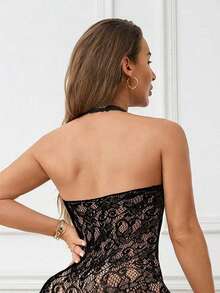 Đồ lót gợi cảm, đồ lót lưới liền thân cho nữ, đồ lót babydoll lưới co giãn, đồ lót xuyên thấu quyến rũ. - màu đen - Xem 5