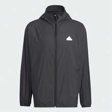 Adidas Men's Lightweight Casual Hooded Windbreaker Jacket, Spring/Summer - Black - View 1