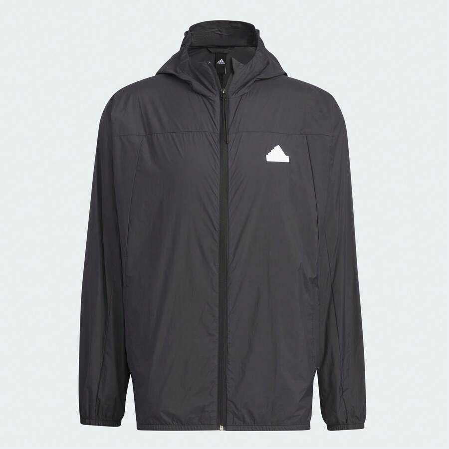 Adidas Men's Lightweight Casual Hooded Windbreaker Jacket, Spring/Summer - Black - View 1
