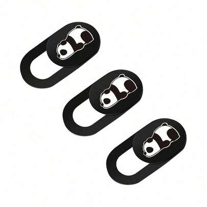 3片装摄像头盖滑盖 - 可爱熊猫摄像头盖，适用于笔记本电脑、平板电脑、台式电脑、智能手机，保护您的隐私和安全，强力粘胶