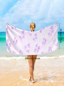 1 pièce Serviette de plage romantique en forme de cœur violet, super douce en microfibre, séchage rapide, absorbante, anti-sable. Convient pour les voyages, la piscine, la plongée, le surf, le yoga, le camping, les fêtes de plage et la décoration. Indispensable pour un voyage à la plage d'été. Cette serviette de plage multifonctionnelle peut également être utilisée pour la décoration de la salle de bain. Disponible en plusieurs couleurs. - Cœur violet - Voir 12