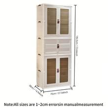 70cm Wide Multi-Layer Foldable Wardrobe Storage Cabinet With Wheels, Magnetic Double Door Stackable Wardrobe Organizer, Large Capacity Portable Clothing Storage Unit, Suitable For Bedroom, Living Room, Home Decoration - 白色 - 查看 7