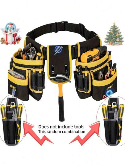 Portable Professional Upgraded - Multi-Function Tool Storage Bag - Hands-Free Waist Bag, Christmas Gift, Holiday & Daily Gift, Suitable For DIY, Woodworking, Home Repair - Durable Work Station And Job Site Tool Organizer With Zipper Pockets (Black), Reinforced Material, Sturdy And Durable Quality