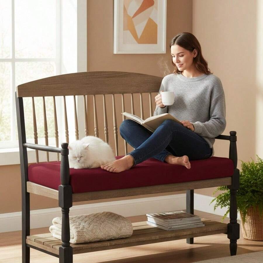 室内外防紫外线长凳垫 – 黑色，100*50*8 厘米 | 土耳其椅垫 - 玫瑰紅 - 查看 1