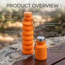 Collapsible Silicone Sports Water Bottle 550ml Large Capacity Leakproof Reusable Portable Foldable Water Cup With Carabiner For Outdoor Camping Hiking Gym Travel Daily Use - màu xanh lá - Xem 3