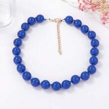 1pc Fashionable Minimalist Versatile Round Acrylic Beaded Necklace, Suitable For Women's Vacation And Daily Wear - Multicolor - View 4