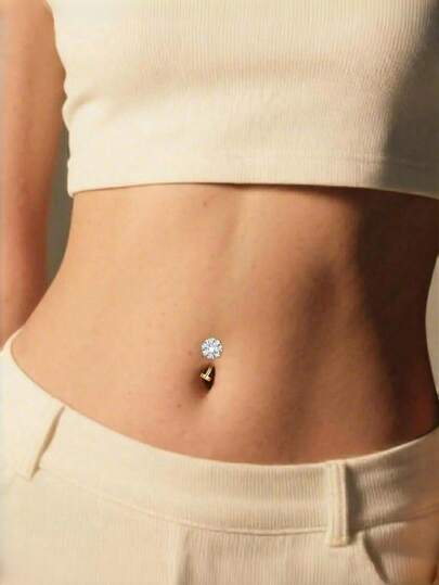 14G 4pcs Floating Belly Button Rings Belly Rings For Women Flat Back Internally Threaded 10mm Stainless Steel Navel Piercing Jewelry With Replacement Tops