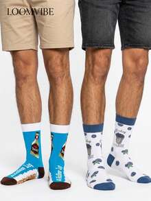 2 Pairs Mid-Calf Unisex Beer & Mood Themed Socks: Beer Bottle/Foam + "It's Okay To Feel Down Sometimes" Element | Moisture-Wicking, Odor-Resistant, Soft & Humorous Healing! Ideal Gift For Beer & Mood Enthusiasts (Men & Women) - Perfect For Parties/Casual Everyday Wear - Multicolor - View 5