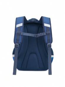 2047 Blue Raised Hand Space Pattern Elementary School Backpack - Blue Hands Up Space - View 3